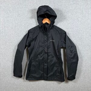 Columbia Switchback II Rain Jacket Woman's Small Black Hooded Windbreaker
